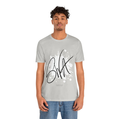 SWA Signature Splash Tee in dark grey heather color on mannequin