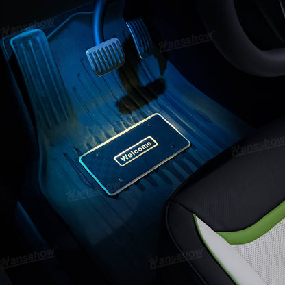 Model Y Juniper LED Floor Mat Lights with Tesla Logo - app-controlled customization