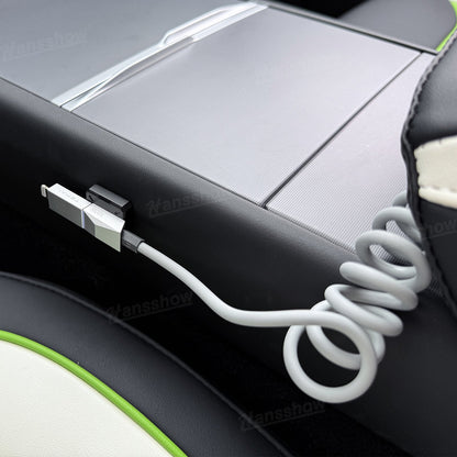 100W Fast Charging Retractable Cable with Cyber-Inspired Design & Magnetic...