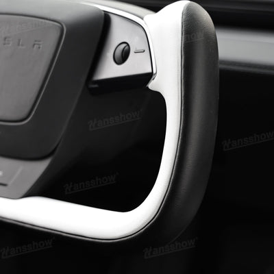 Model Y Juniper/3 Highland Nappa Leather Yoke Steering Wheel 2.0 in vehicle