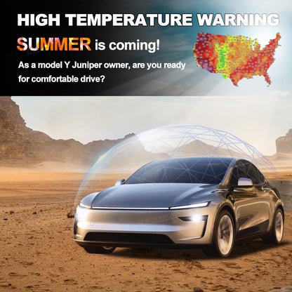 Model Y Juniper Power Sunshade in open position at night