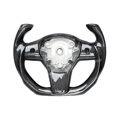 Tesla Model Y/3 Real Carbon Fiber Steering Wheel Yoke/F1 Style premium finish