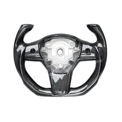 Tesla Model Y/3 Real Carbon Fiber Steering Wheel Yoke/F1 Style premium finish