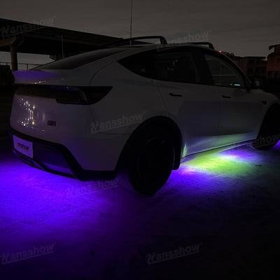 Model Y Juniper Underglow Lights LED Chassis Ambient Lighting Kit - showcased at event