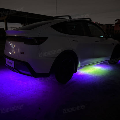 Model Y Juniper Underglow Lights LED Chassis Ambient Lighting Kit - showcased at event