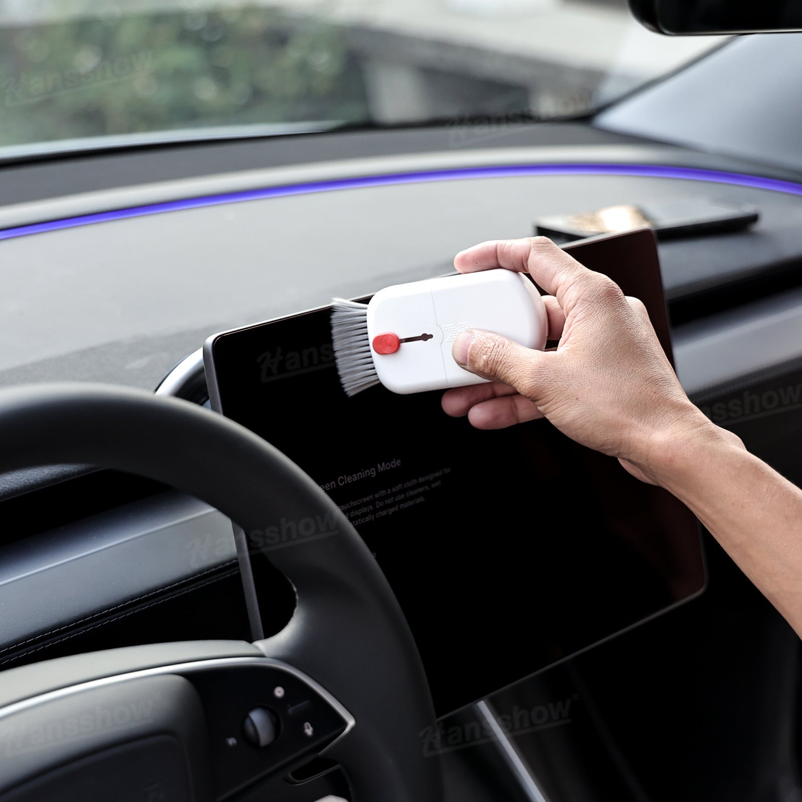 Screen Cleaner for Tesla Center Screen on Tesla Model Y dashboard