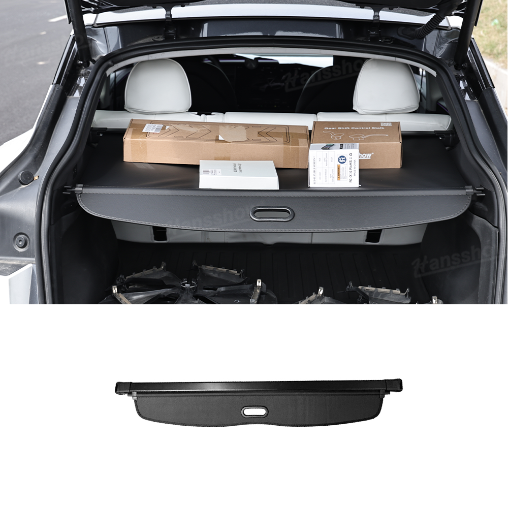 Model Y Juniper Trunk Retractable Cargo Privacy Cover Shielding Shade - front view