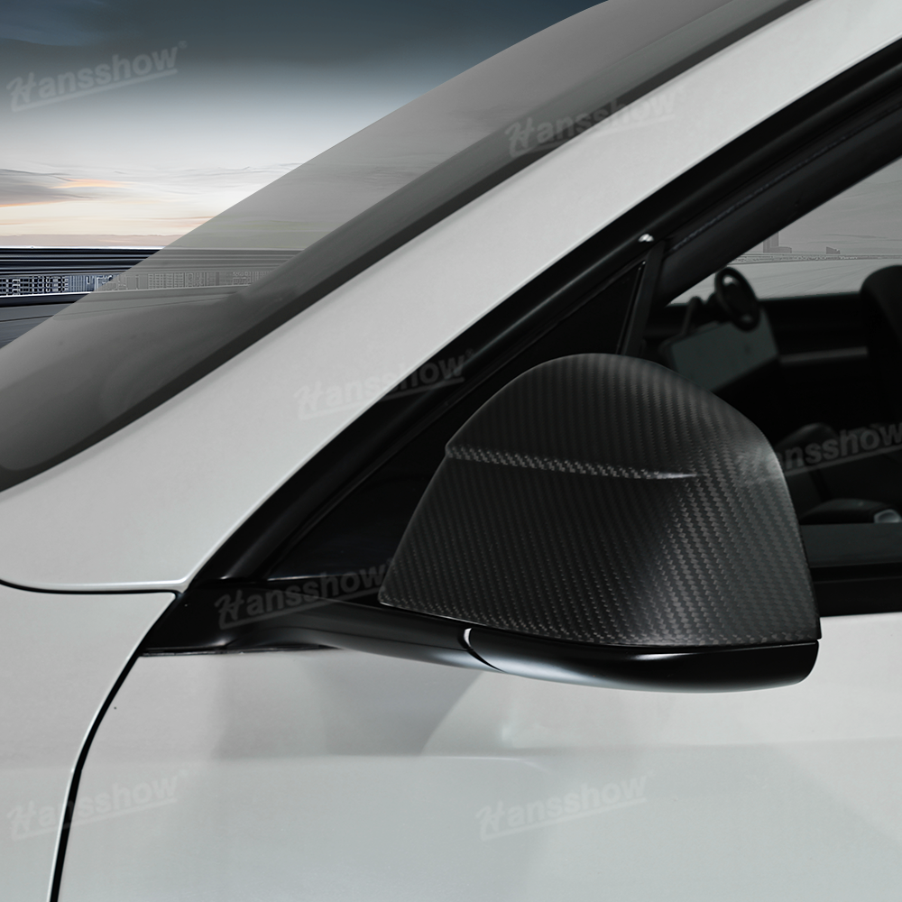 Tesla Model Y Side Mirror Covers Real Carbon Fiber Overlays - Enhanced Aesthetics