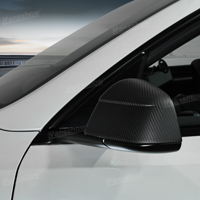 Tesla Model Y Side Mirror Covers Real Carbon Fiber Overlays - Enhanced Aesthetics