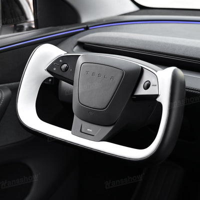 Model Y Juniper/3 Highland Nappa Leather Yoke Steering Wheel 2.0 color contrast