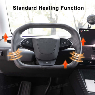 Model Y Juniper Steering Wheel Real Carbon Fiber CyberWheel 2.0 installed view