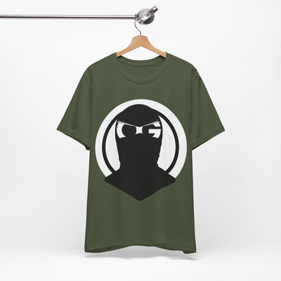 OG Logo Tee close-up of logo in military green