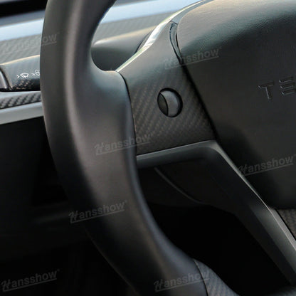 Tesla Model Y/3 Carbon Fiber Steering Wheel with interior view