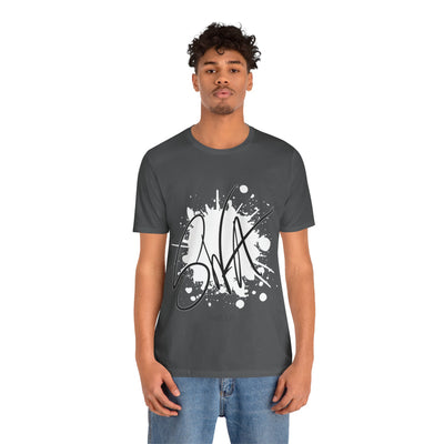 SWA Signature Splash Tee in heather mauve color on rack