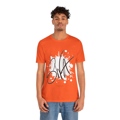 SWA Signature Splash Tee in maroon color detail view