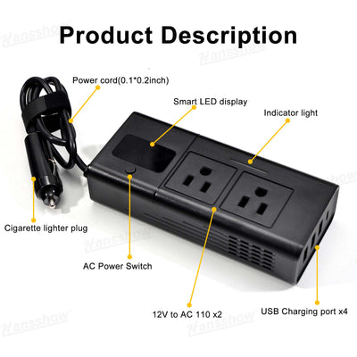 200W Power Inverter USB ports for Tesla Model 3