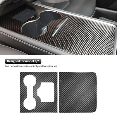 Model 3/Y Real Carbon Fiber Center Console Trim Panel Cover for Tesla Model Y - front view