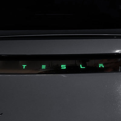 Model Y Juniper Fluorescent Vinyl Decal T-E-S-L-A Lettering Tailgate Overlay front view