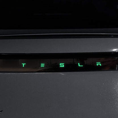 Model Y Juniper Fluorescent Vinyl Decal T-E-S-L-A Lettering Tailgate Overlay front view
