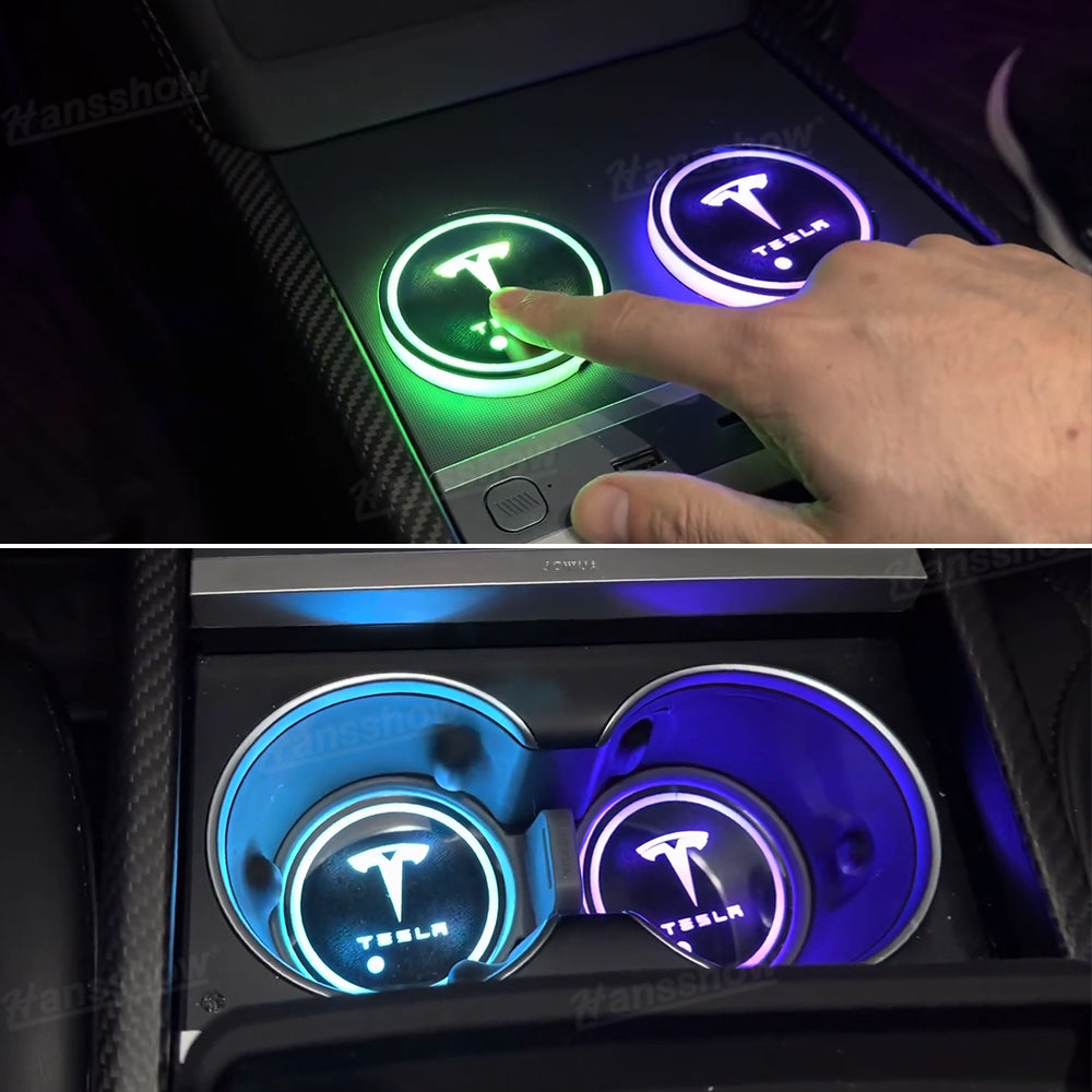 LED Cup Holder Lights Mats for Tesla Model 3 - Sophisticated Design