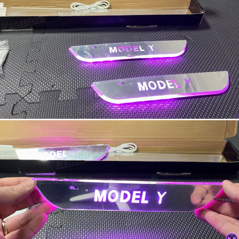 Model Y Juniper RGB Door Sill Plates with protective features
