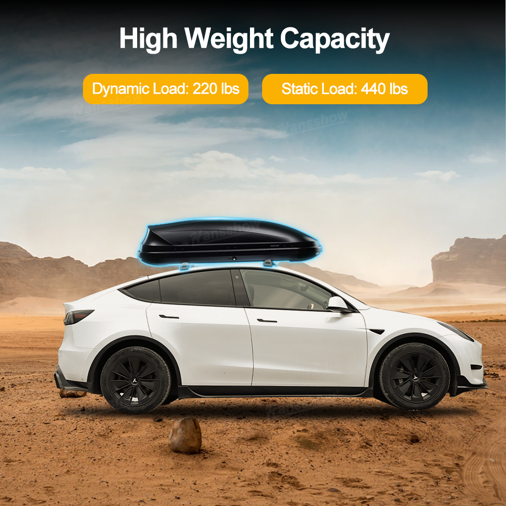 Tesla Model Y Roof Rack With Roof Spoiler Tail Wing - Side Angle