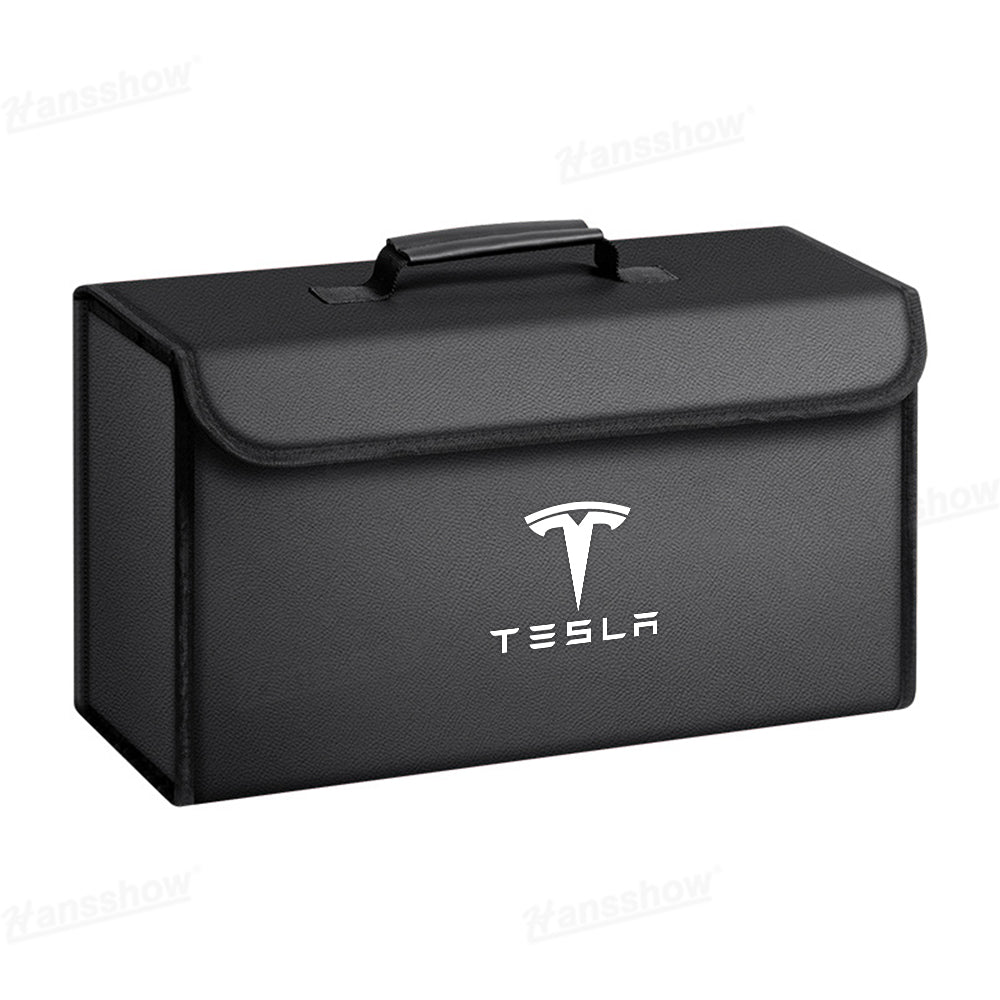 Foldable Trunk Organizer for Tesla Model Y during road trip