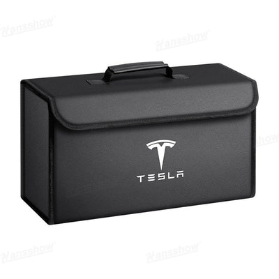 Foldable Trunk Organizer for Tesla Model Y during road trip