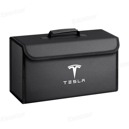 Foldable Trunk Organizer for Tesla Model Y during road trip