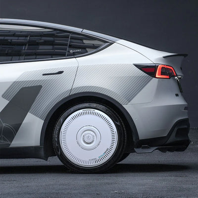HALODISC 2 wheel covers for Tesla Model Y installed view