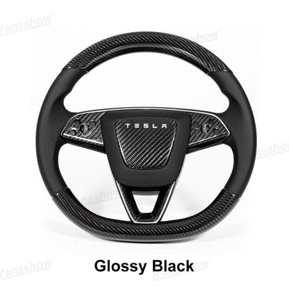 Model Y Juniper Real Carbon Fiber Steering Wheel Trim Kit lifestyle shot