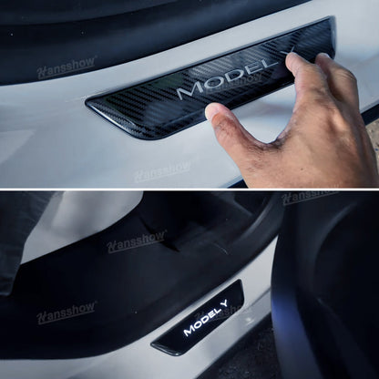 Model Y Juniper Protector Kit LED Illuminated Welcome Pedal Door Sill - close-up detail