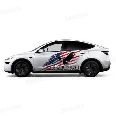 Model Y Juniper Vinyl Wrap Body Decals Home Grown installed view