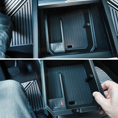 Model Y Juniper Center Console Organizer showing storage compartments