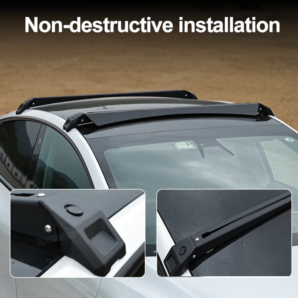Tesla Model Y Roof Rack With Roof Spoiler Tail Wing - Top View