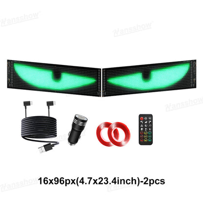 Model Y Juniper Devil Eyes Lights Flexible LED Windshield Light Kit packaging and contents