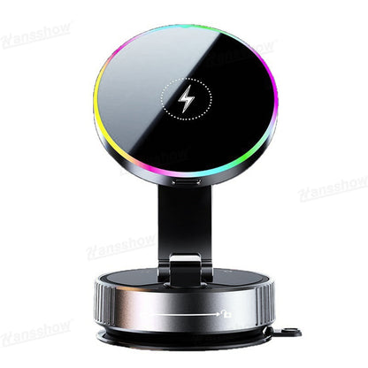 Wireless Charger Phone Holder with RGB Ambient Lighting for Tesla Model Y - showing fast charging feature