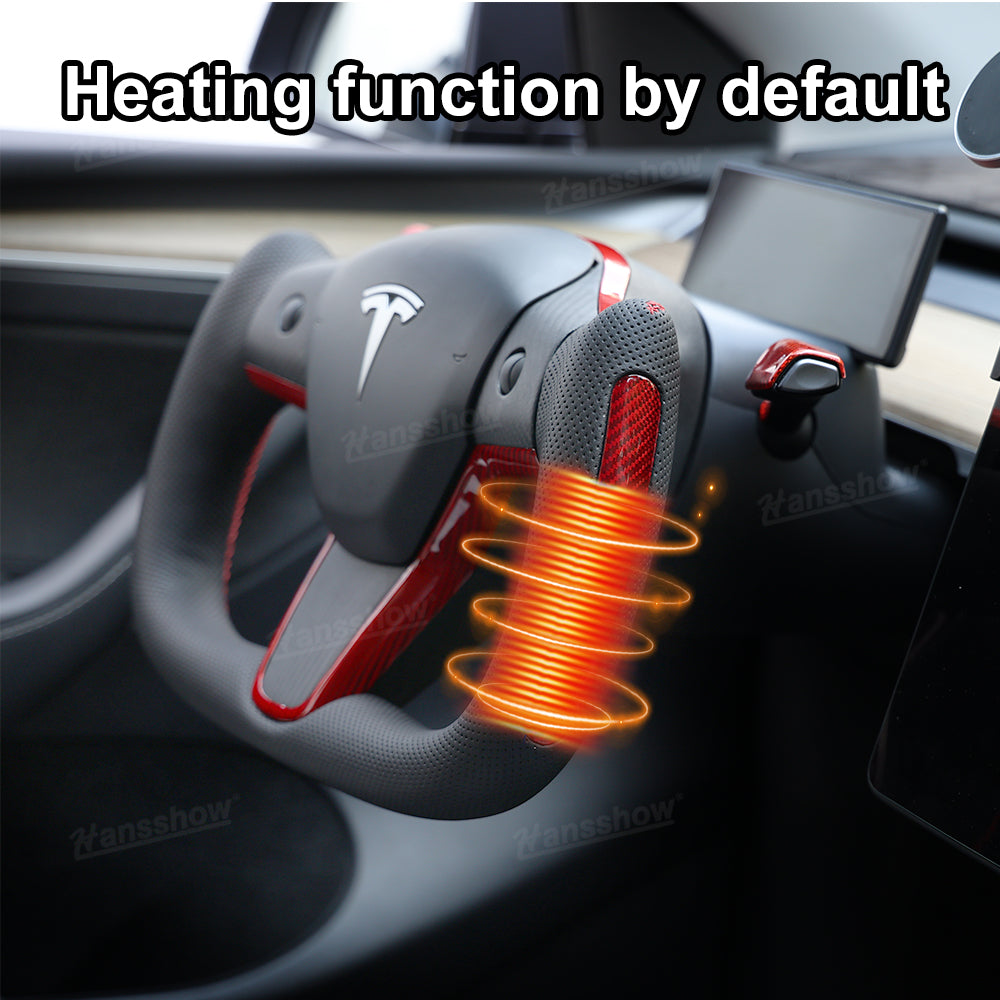 Yoke Style Steering Wheel for Tesla Model Y/3 - Leather Detail
