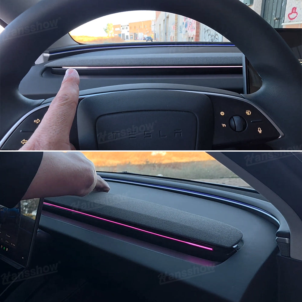 Streamer Ambient Light for Tesla Model Y & 3 lighting in action