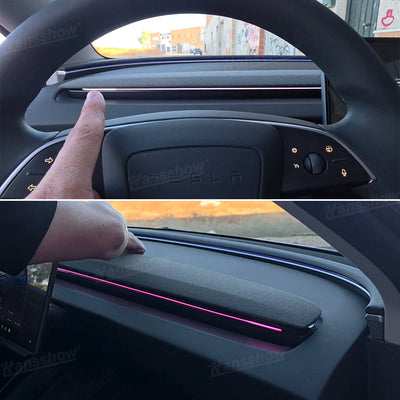 Streamer Ambient Light for Tesla Model Y & 3 lighting in action
