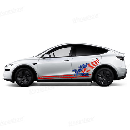 Model Y Juniper Body Decal Kit Vinyl Wrap with American Eagle graphic installed view