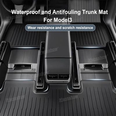 Model 3 Waterproof Floor Mats All Weather Floor Liners (Full Set) - installed in vehicle