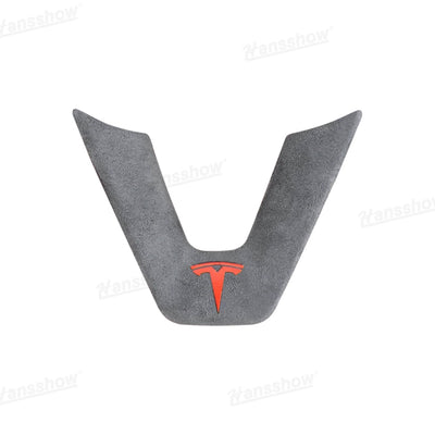Model Y Juniper Alcantara Trim Cover showing installation process