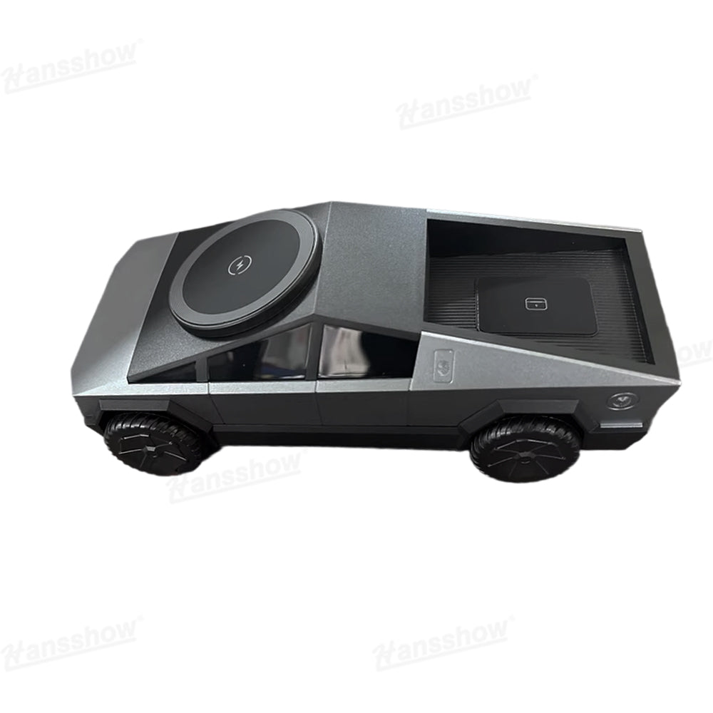 Cybertruck Style 3-In-1 Wireless Charging Station in Tesla interior