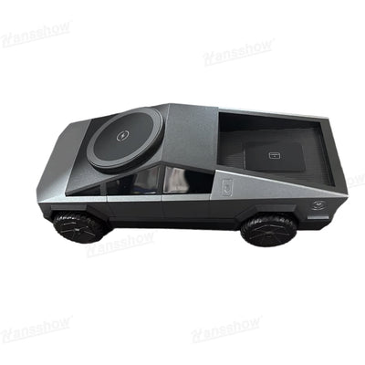 Cybertruck Style 3-In-1 Wireless Charging Station in Tesla interior