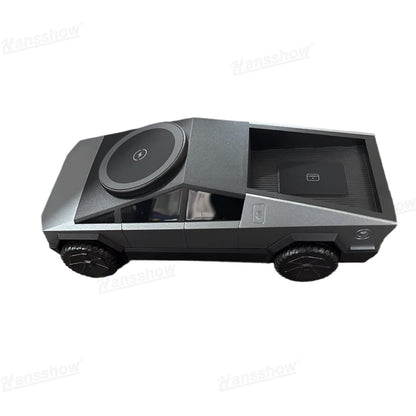 Cybertruck Style 3-In-1 Wireless Charging Station in Tesla interior
