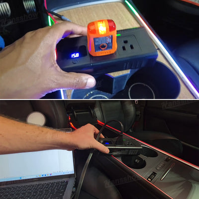 200W Power Inverter for Tesla Model 3 under dashboard view