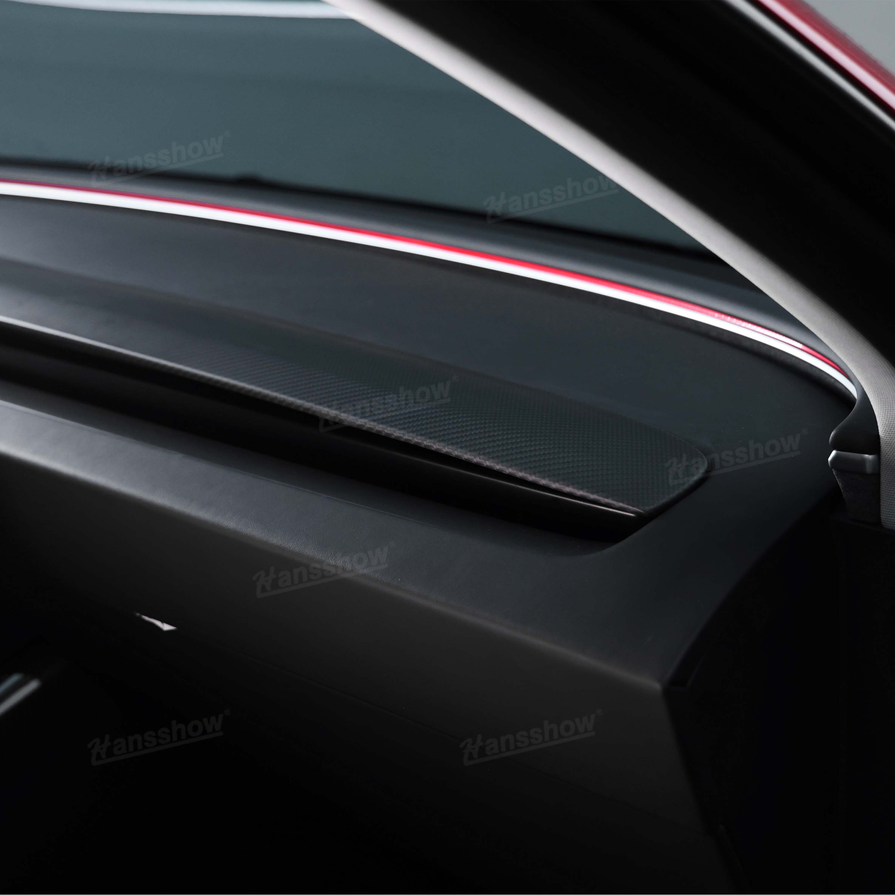 Glossy Finish of Carbon Fiber Dashboard Trim for Tesla Model Y