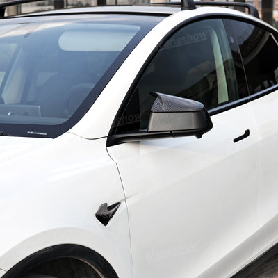 Model Y Juniper Carbon Fiber Side Mirror Covers side angle