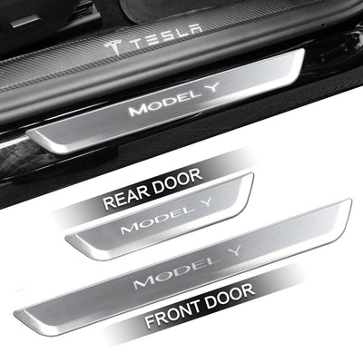 Model Y LED illuminated Door Sill showing sleek design